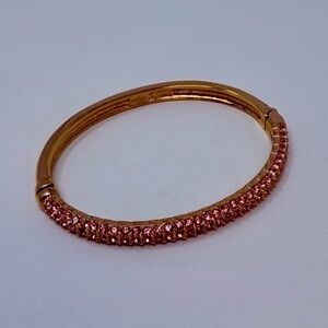 Nolan Miller Rose Gold Tone Hinged Bracelet with Pink Swarovski Pavé Crystals